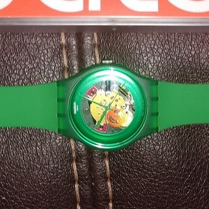 Swatch skeleton watch, lime green... Never used